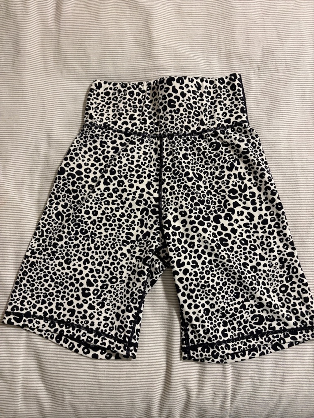 High-Waist Black & White Leopard Bike Shorts